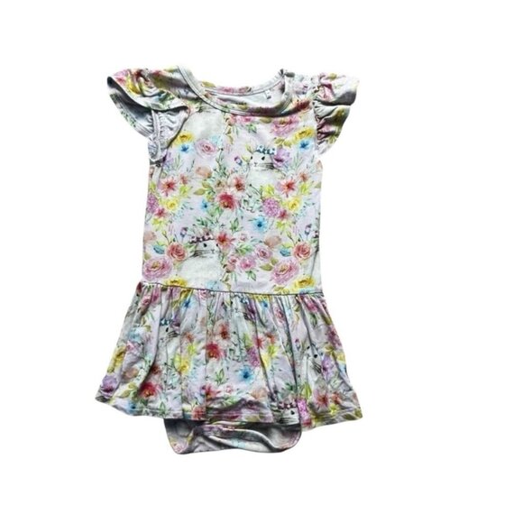 Posh Peanut Rose Ruffled Cap Sleeve Twirl Skirt Bodysuit Size 18-24 Months - Picture 1 of 6